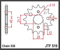 JT Fortandhjul - JTF519.16 ZXR750 ZX9R 