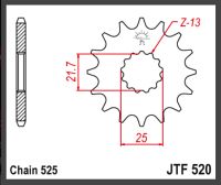 JT Fortandhjul - JTF520.15 DL650 SV650 