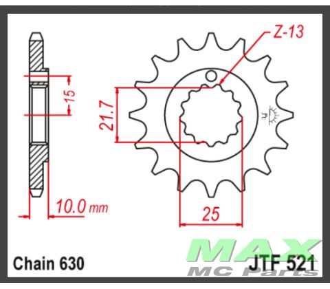 JT Fortandhjul - JTF521.15 Z900A Z1000A