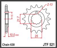 JT Fortandhjul - JTF521.15 Z900A Z1000A