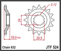 JT Fortandhjul - JTF524.15 GPZ1000RX 86-