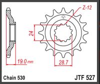 JT Fortandhjul - JTF527.17 #530 ZX10 88-