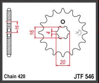 JT Forkædehjul - JTF546.12 KX65 RM65 DT5