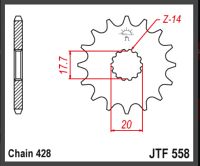 JT Forkædehjul - JTF558.14 YZ85 02->