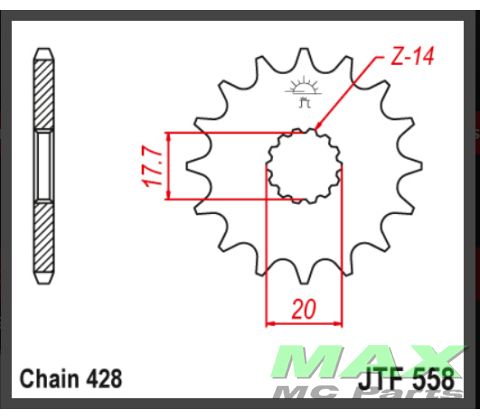 JT Fortandhjul - JTF558.16 KAWA NINJA125
