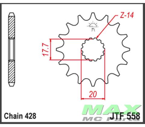 JT Fortandhjul - JTF558.20 XVS250 DRAG S