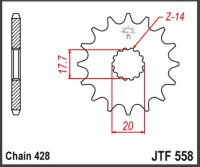 JT Fortandhjul - JTF558.20 XVS250 DRAG S