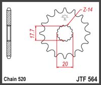 JT Fortandhjul - JTF564.12 YZ125 86-04