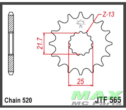 JT Fortandhjul - JTF565.17 GS500E (+1T)