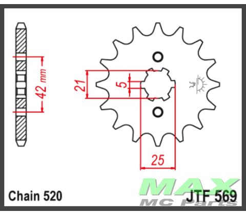 JT Fortandhjul - JTF569.14 KX250 YZ250