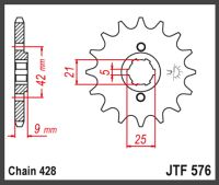JT Fortandhjul - JTF576.19 XT350 85-00