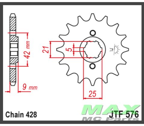 JT Fortandhjul - JTF576.19 XT350 85-00