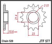 JT Fortandhjul - JTF577.14 SRX400 XT600