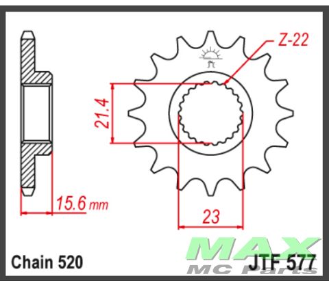 JT Fortandhjul - JTF577.14 SRX400 XT600