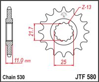 JT Fortandhjul - JTF580.15T FZ6 YZFR6