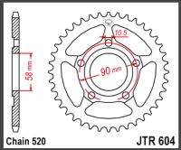 JT Bagkædehjul - JTR604.35 HONDA NSR125