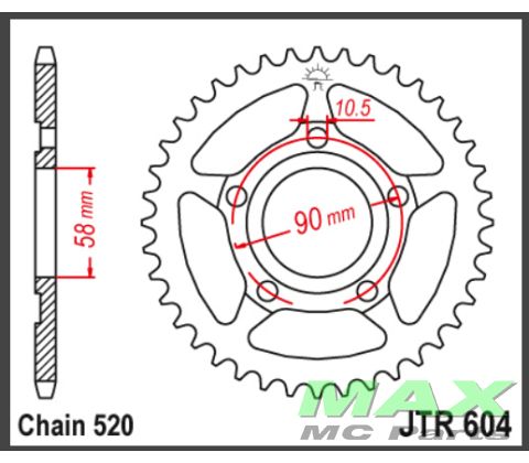 JT Bagkædehjul - JTR604.35 HONDA NSR125