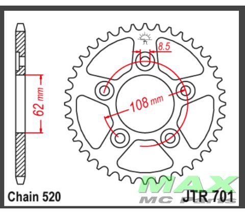 JT Bagkædehjul - JTR701.39