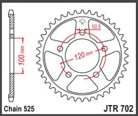 JT Bagkædehjul - JTR702.42 APRILIA