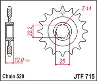 JT Fortandhjul - JTF715.13 GAS GAS