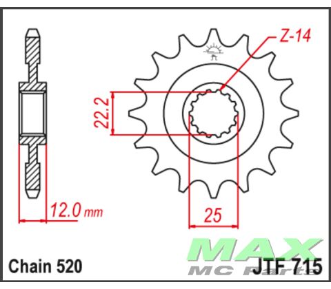 JT Fortandhjul - JTF715.13 GAS GAS