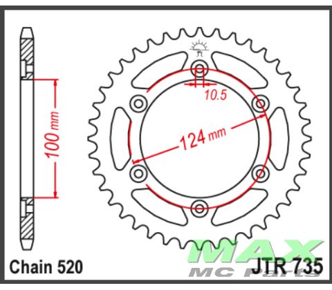 JT Bagkædehjul - JTR735.40 735/40T
