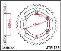 JT Bagkædehjul - JTR735.45