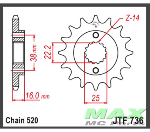 JT Fortandhjul - JTF736.14 DUCATI