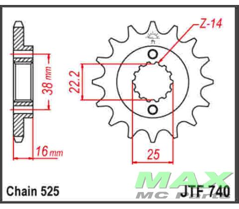 JT Fortandhjul - JTF740.14 DUCATI 749 BI