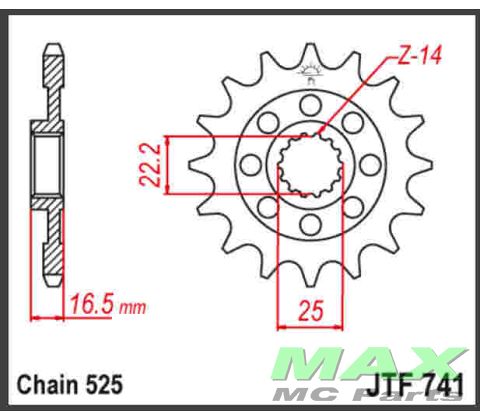 JT Fortandhjul - JTF741,14 DUCATI 749