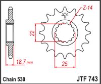 JT Fortandhjul - JTF743.15 DUCATI 1200