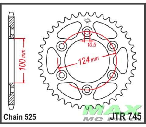 JT Bagkædehjul - JTR745.37 DUCATI 916