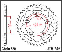 JT Bagkædehjul - JTR746.39 DUC 800 SCRAM