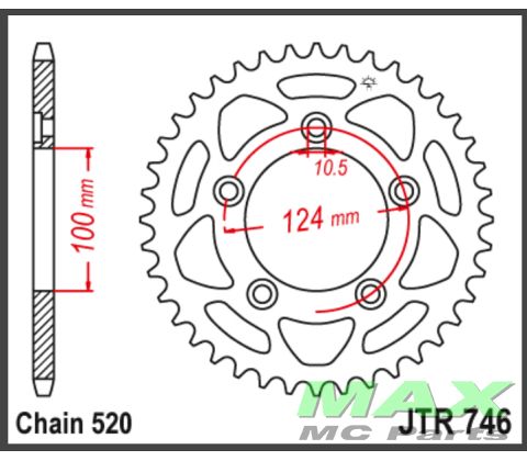 JT Bagkædehjul - JTR746.39 DUC 800 SCRAM