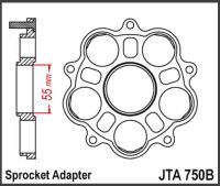 JT Bagkædehjul ADAPTER JTR750.B - DUCATI