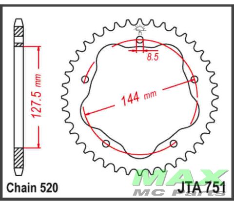 JT Bagkædehjul - JTR751.42 DUCATI ALU