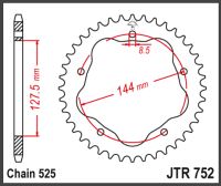 JT Bagkædehjul - JTA752.42, ALU