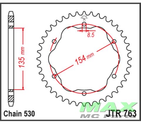 JT Bagkædehjul - JTF763.40 DUCATI 1200