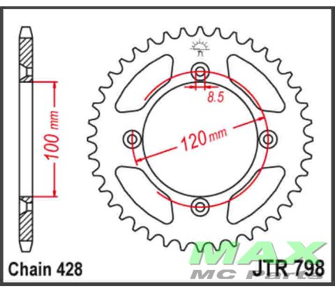 JT Bagkædehjul  - JTR798.48  STEEL