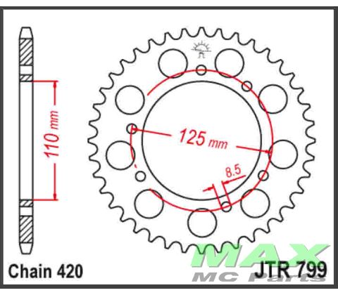 Bagkædehjul 799/50T- RMX50 *USE:R799/50T