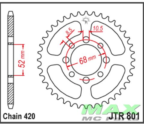 JT Bagkædehjul - JTR801.38- KLX110 10-20