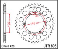 JT Bagkædehjul - JTR805.50 SUZUKI TS125X