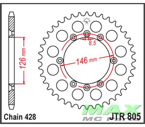 JT Bagkædehjul - JTR805.50 SUZUKI TS125X