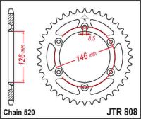 JT Bagkædehjul - JTR808.41 DRZ400 05-19