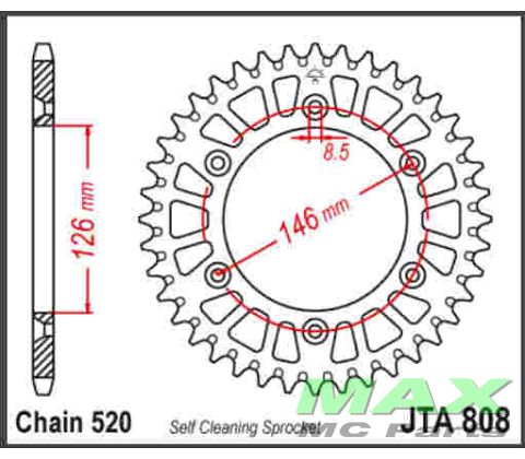 JT Bagkædehjul  - JTA808.49  ALU RMZ250 