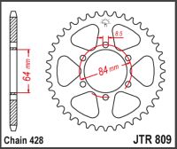 JT Bagkædehjul - JTR809.44 SUZUKI TS125