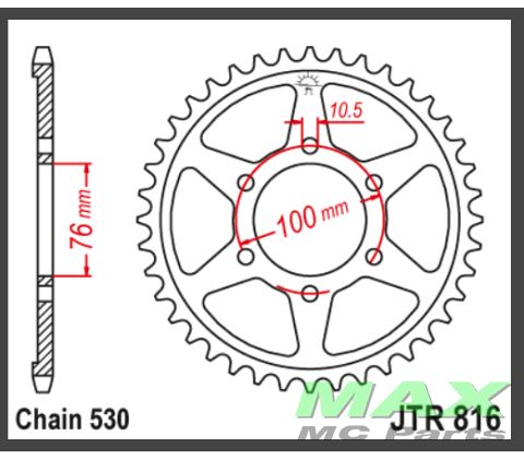 JT Bagkædehjul - JTR816.40 GT750 72-73