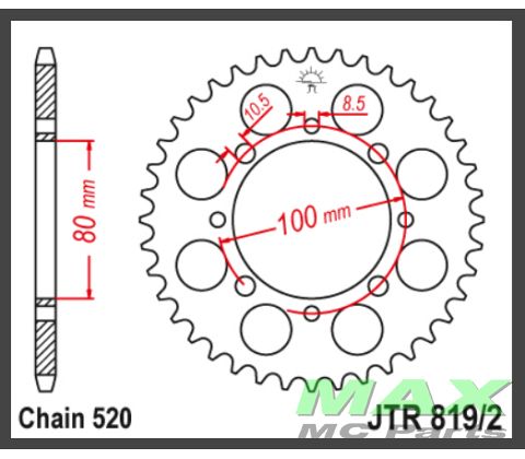 JT Bagkædehjul - JTR819/2.41 GN250 TU250