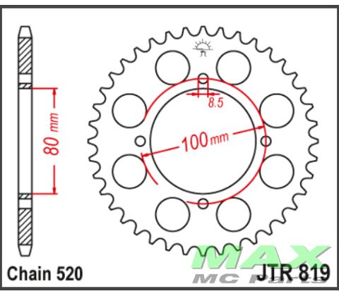JT Bagkædehjul - JTR819.37 SUZUKI RG250