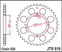 JT Bagkædehjul - JTR819.39 SUZUKI RG250 